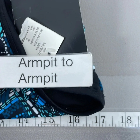 Aqua Green Swimsuit Womens X Large XL Blue Black NWT Geometric Halter One-Piece - Picture 15 of 17